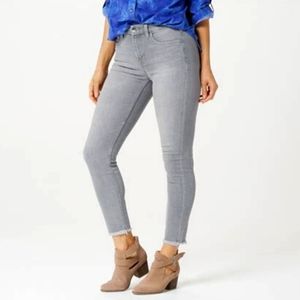 Jen 7 NEW Grey Wash Frayed Hem Denim Jeans Plus Size 26W NWT